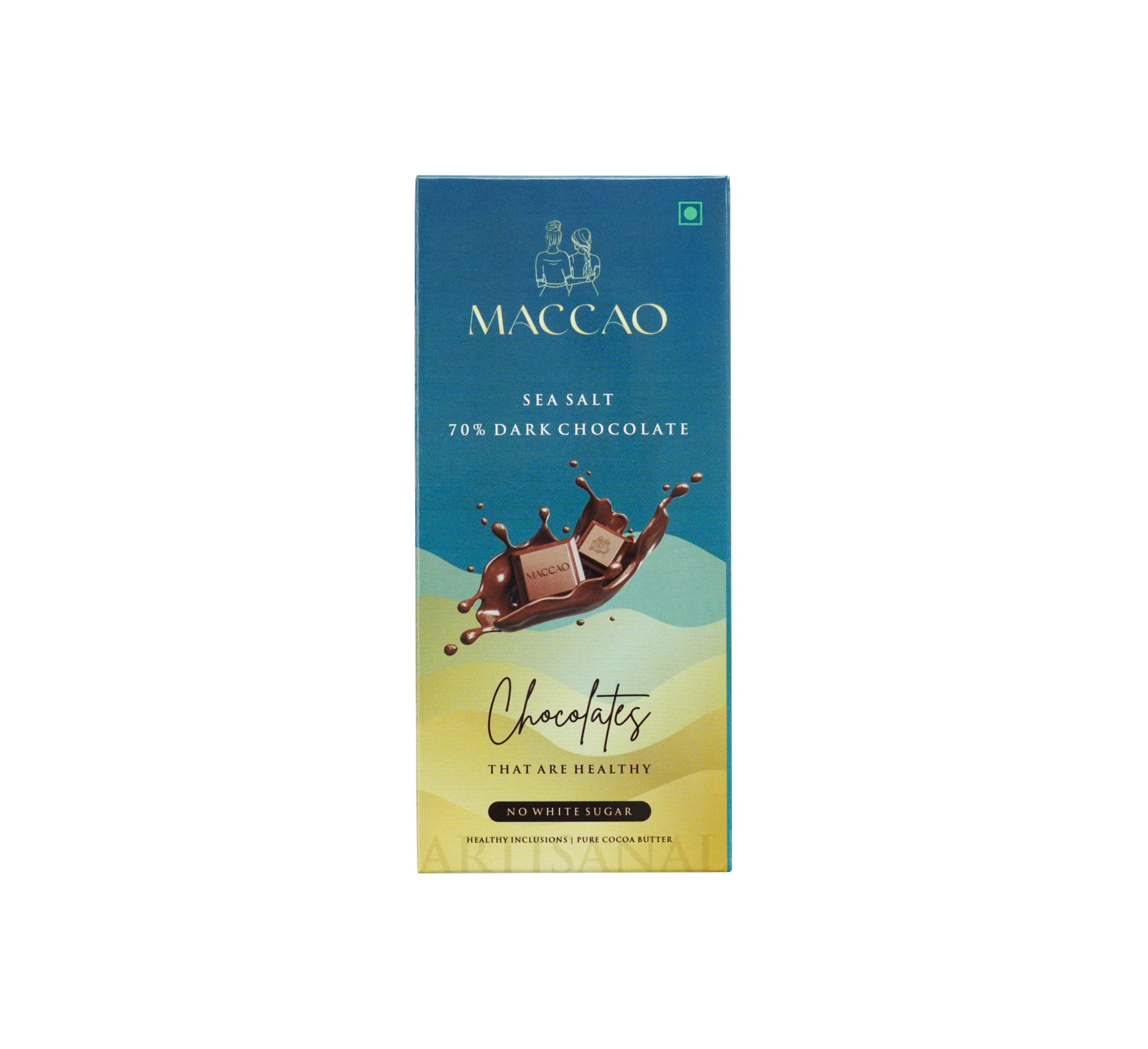 Sea Salt Dark Chocolate – 70% Cocoa, Low GI Indulgence