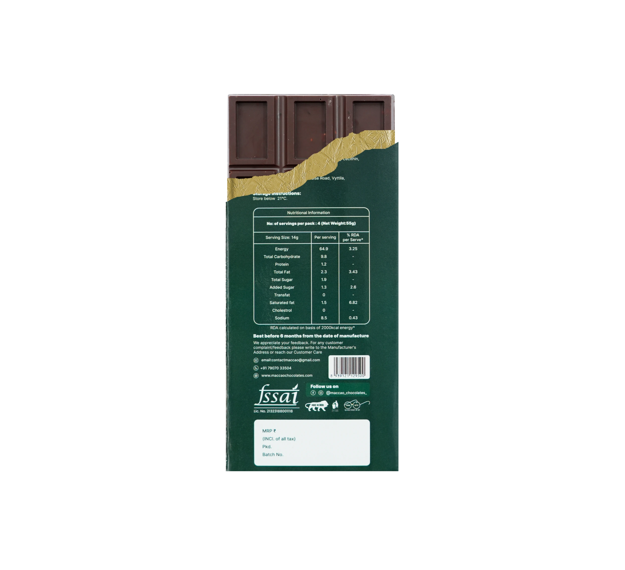 Puffed Quinoa Dark Chocolate – 70% Cocoa, Gluten-Free Crunch