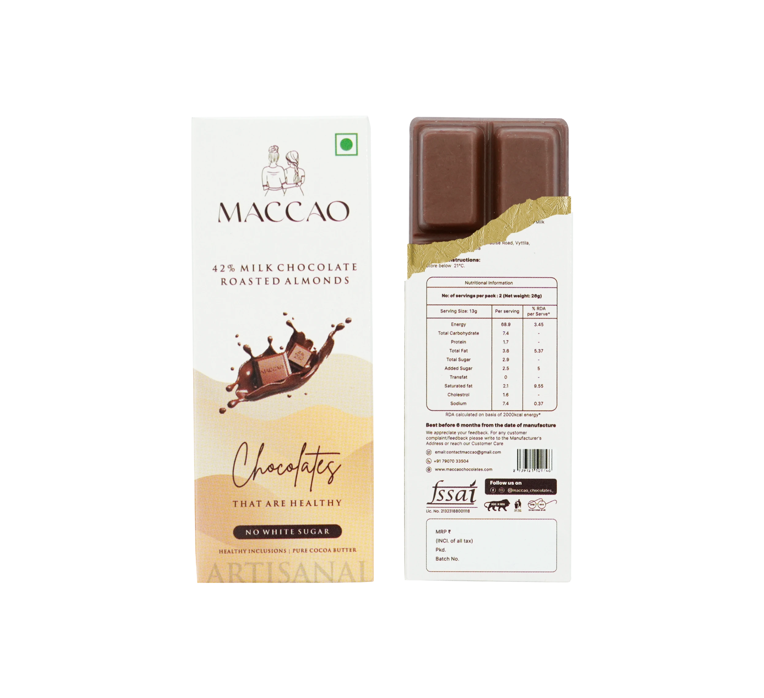 Roasted Almond Milk Chocolate – 42% Couverture, Low Sugar