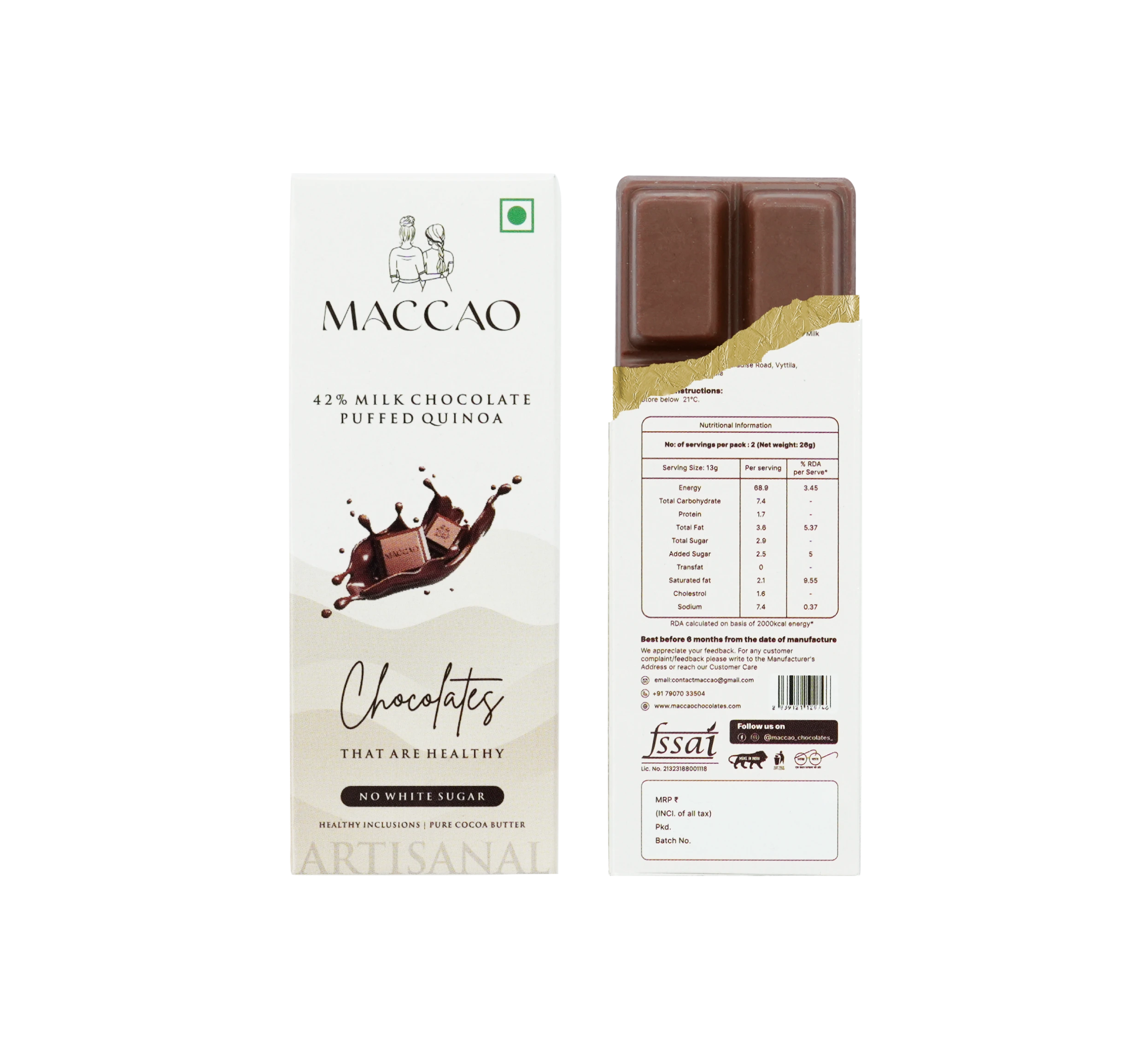 Puffed Quinoa Chocolate – Creamy 42% Milk with a Crunch