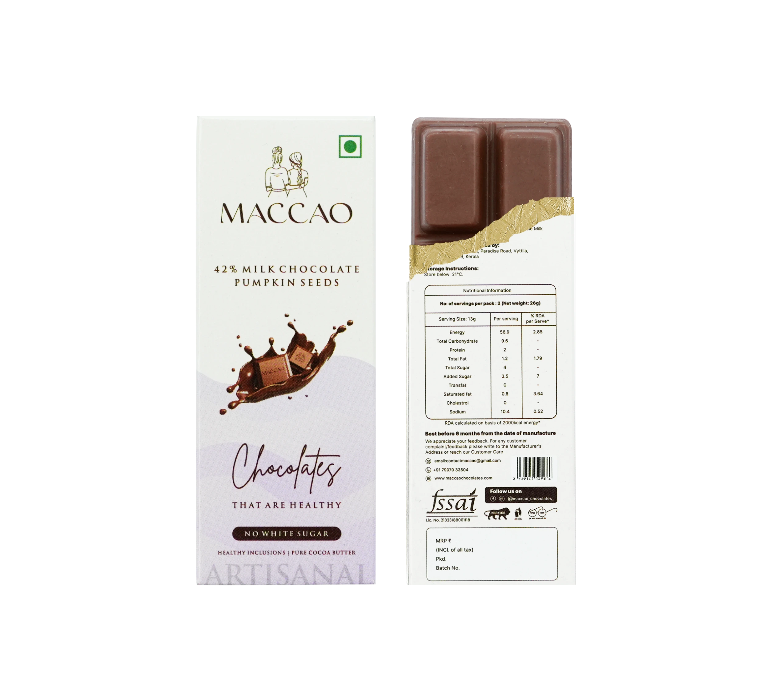 Pumpkin Seed Milk Chocolate – 42% Couverture, Low Sugar