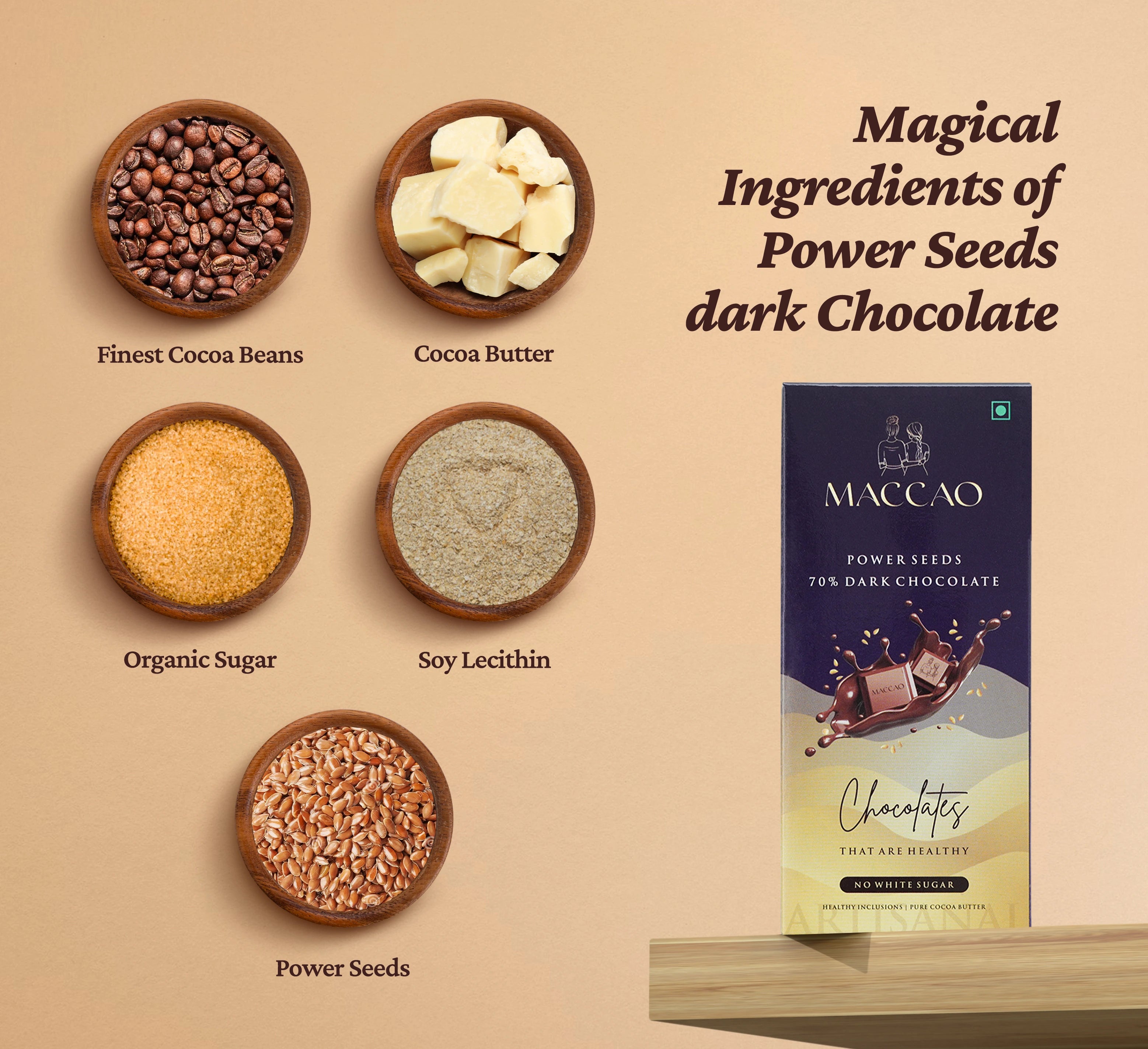 Power Seeds Dark Chocolate – 70% Cocoa, Superfood Crunch