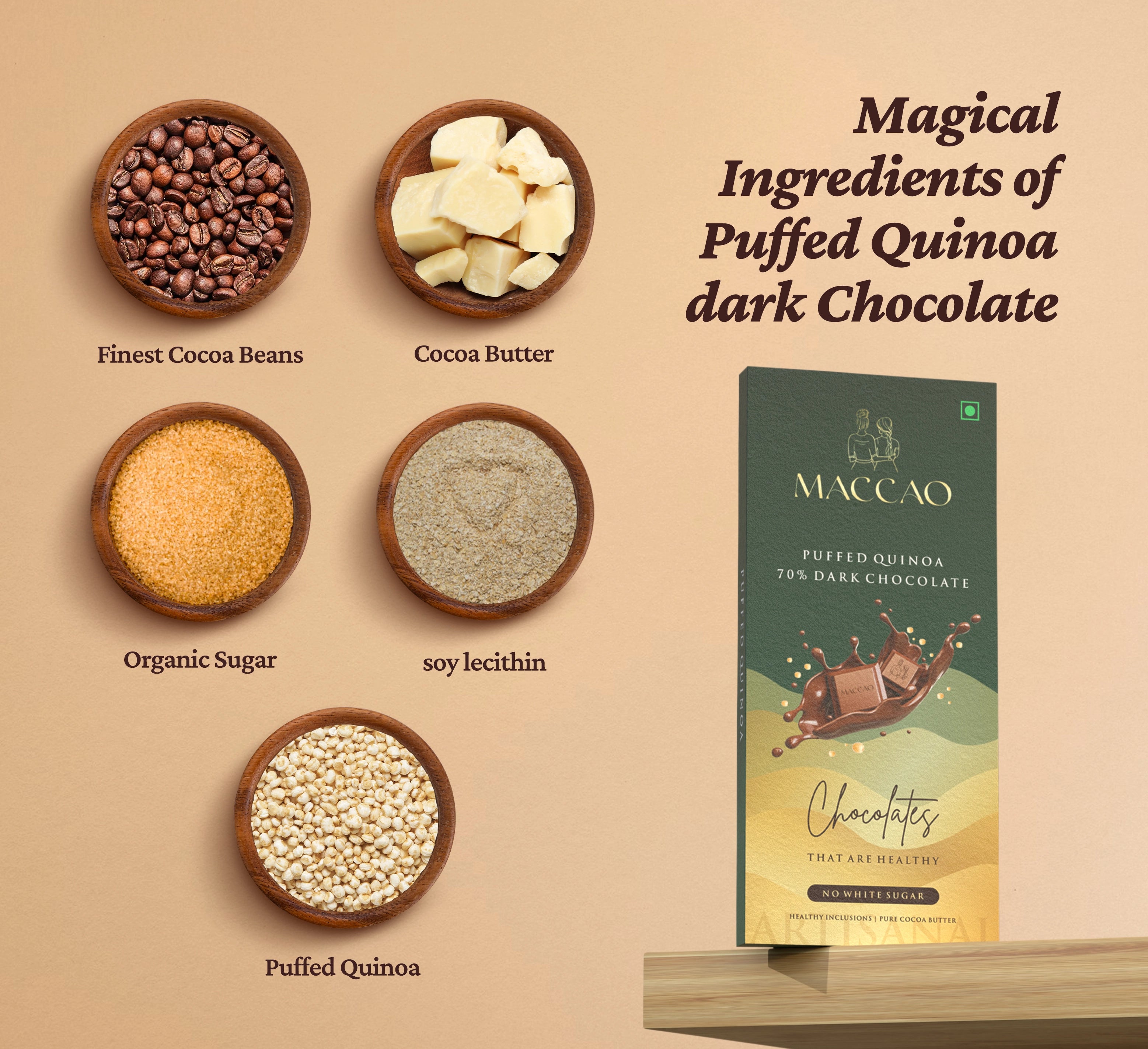 Puffed Quinoa Dark Chocolate – 70% Cocoa, Gluten-Free Crunch