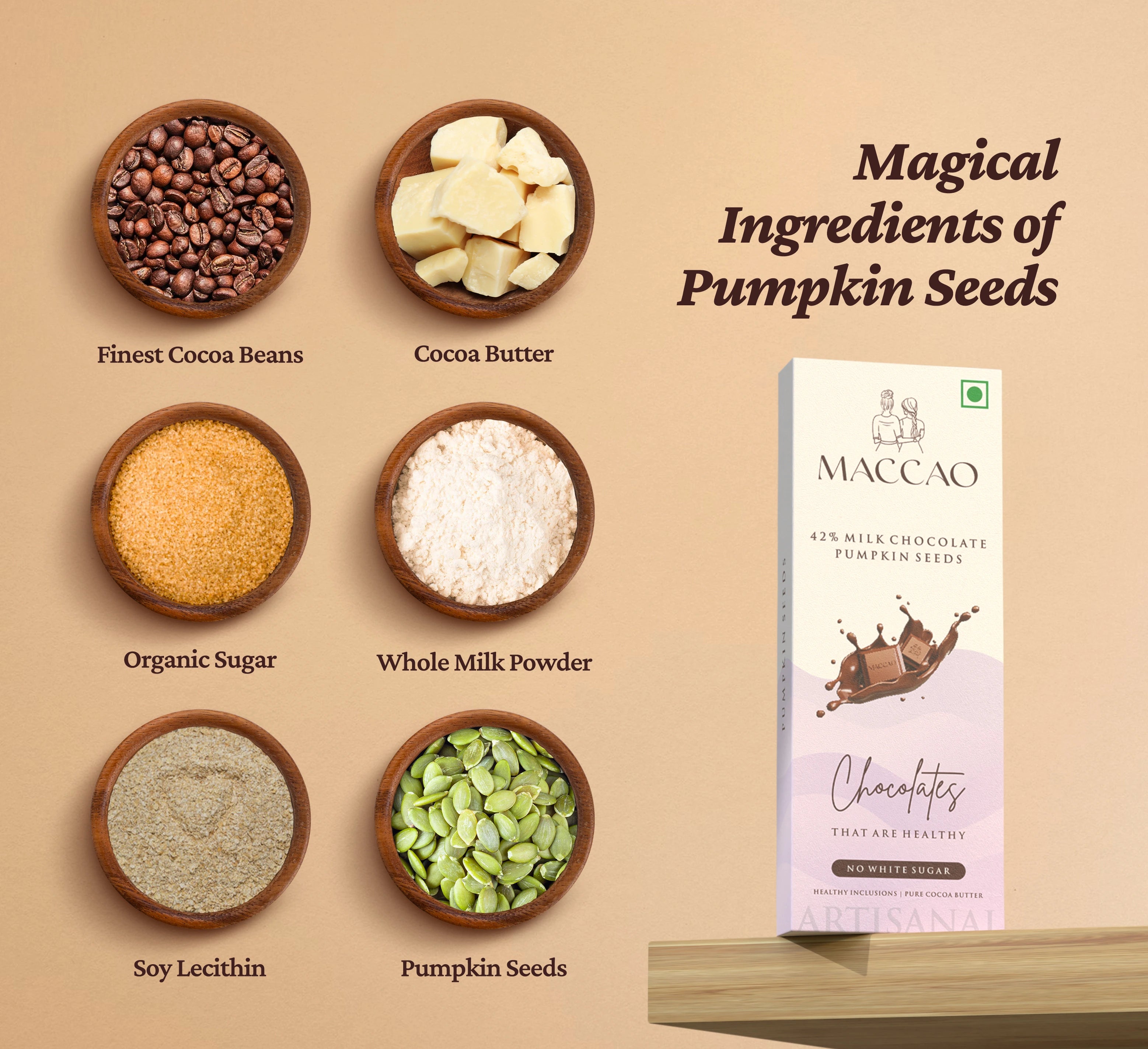 Pumpkin Seed Milk Chocolate – 42% Couverture, Low Sugar