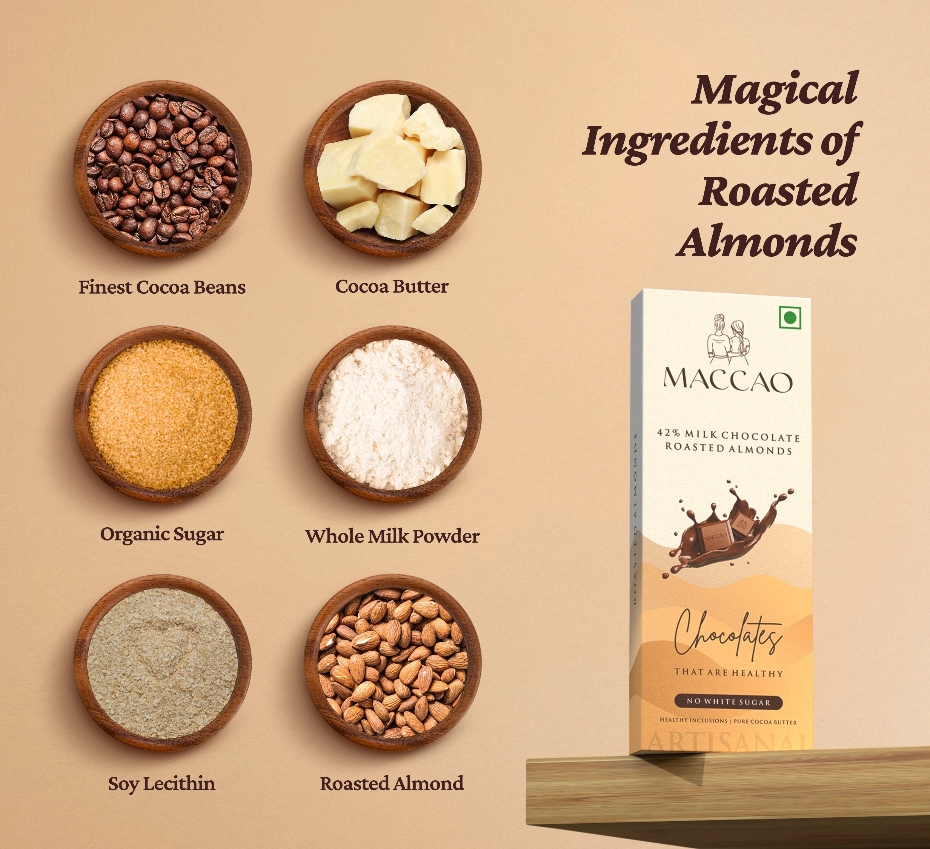 Roasted Almond Milk Chocolate – 42% Couverture, Low Sugar