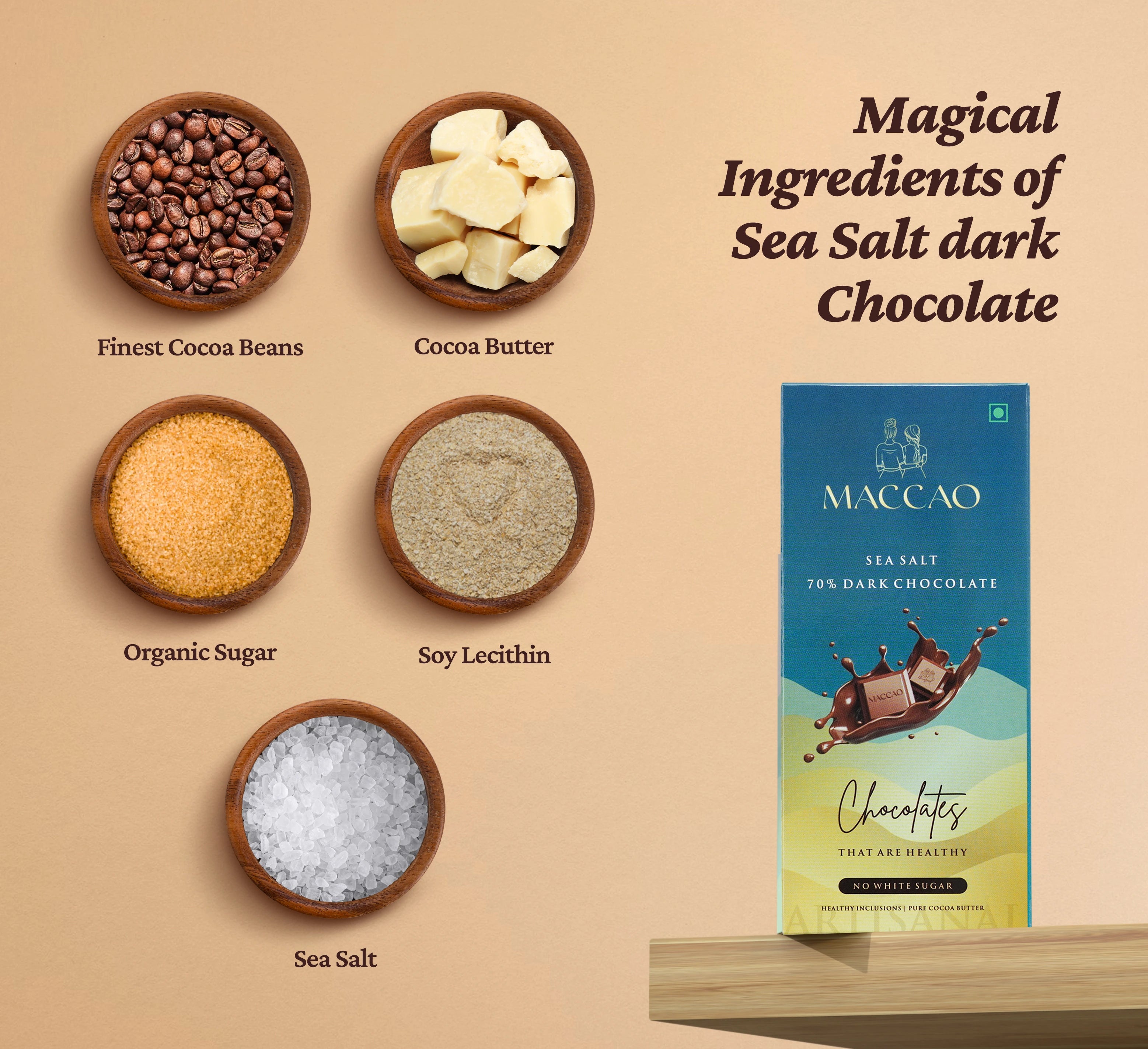 Sea Salt Dark Chocolate – 70% Cocoa, Low GI Indulgence
