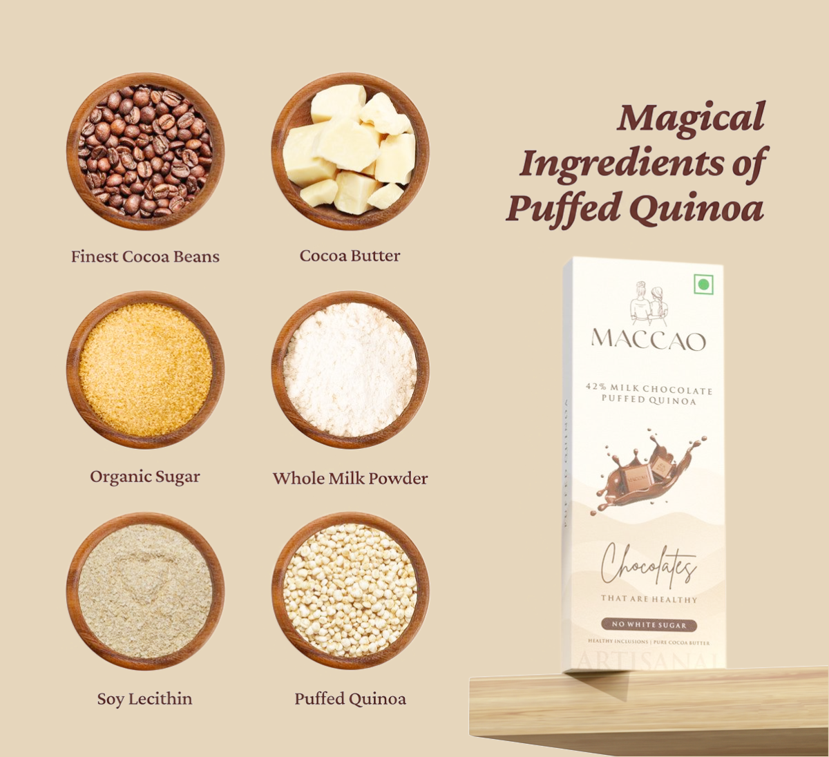 Puffed quinoa milk chocolate