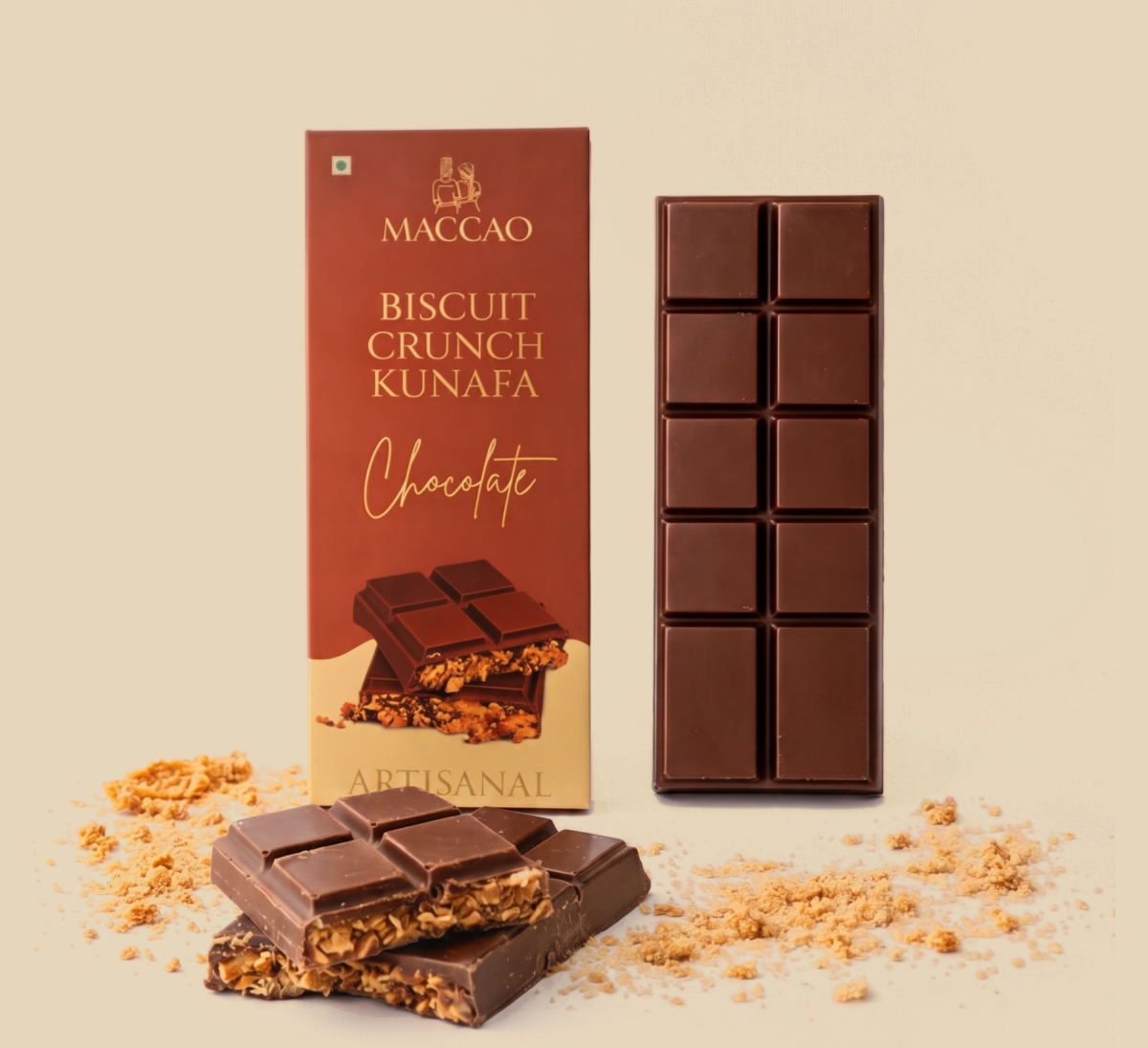 Biscuit Crunch Kunafa Chocolate Bar