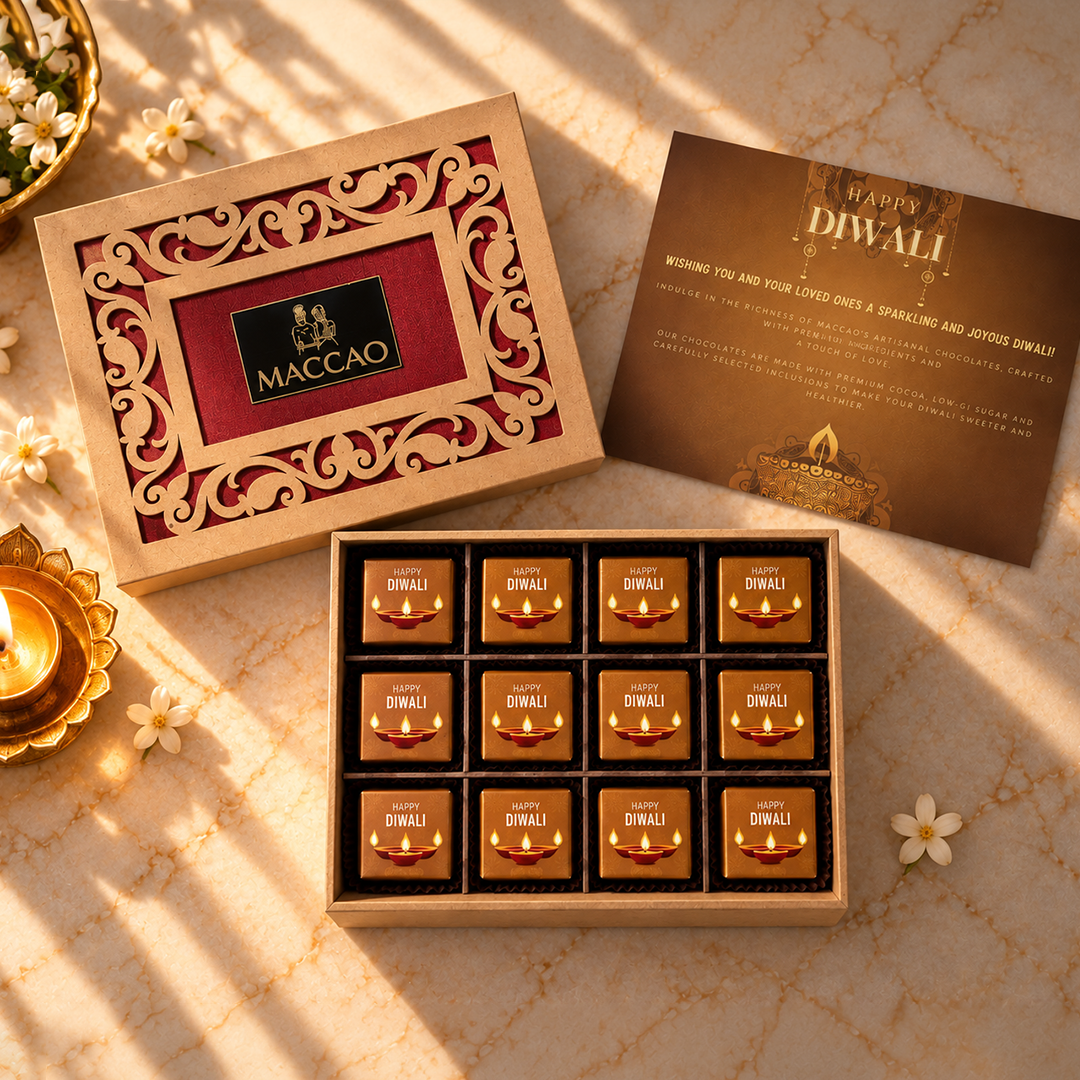 Diwali Wooden Chocolate Gift Box – 12 Pieces