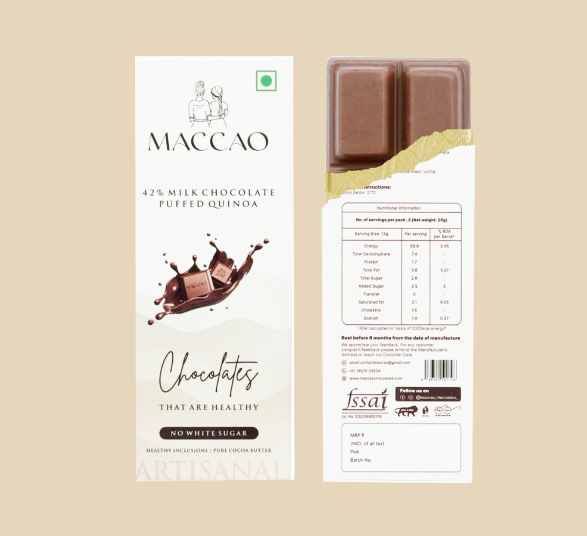 Puffed quinoa milk chocolate